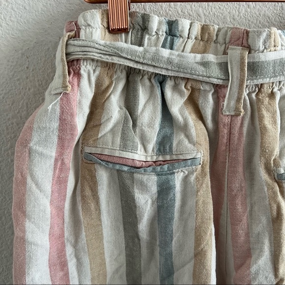 GAP Pastel Striped Linen Paperbag Waist Shorts 8 Tall - Picture 7 of 10
